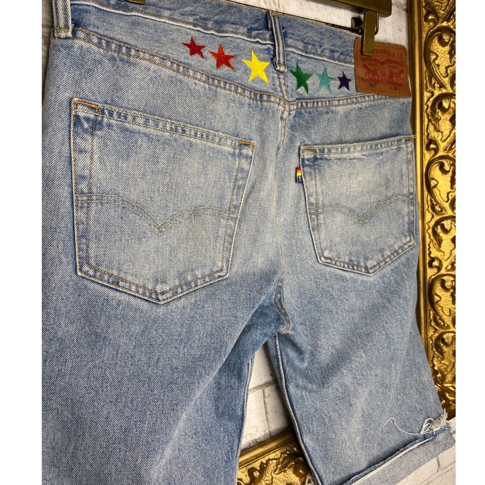Levi’s 501 Gay Pride Raw Hem Rainbow Star Shorts